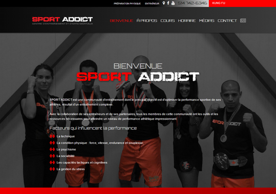 <a target='_blank' href='http://www.sportaddict.ca'>Voir le site</a><br>Sport Addict est une communauté d'entraînement dont le principal objectif est d'atteindre un très haut niveau de performance sportive, résultat d’un entraînement complexe.